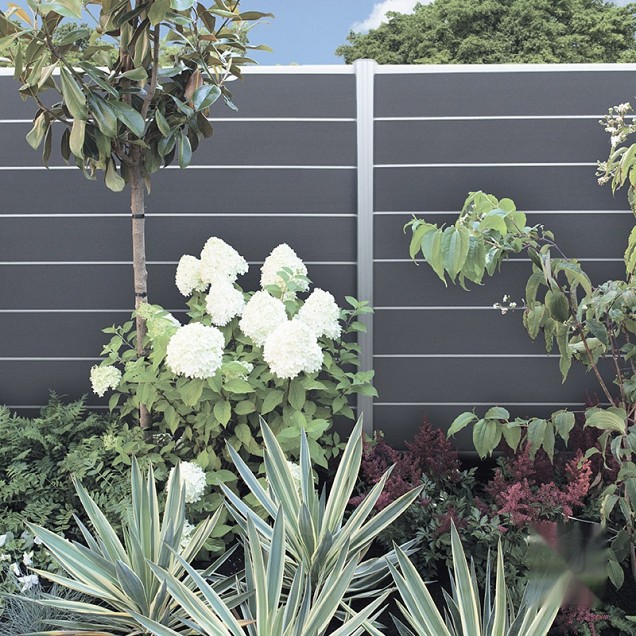 Elephant schutting Modular Evo houtcomposiet 180x180 cm Rock Grey, alu profielen ~