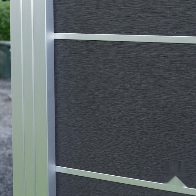 Elephant schutting Modular Evo houtcomposiet 180x97 cm Rock Grey, alu profielen ~