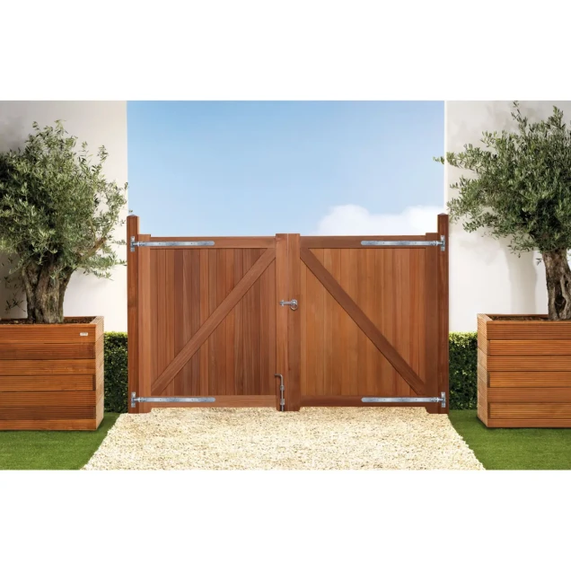Hardhout steunpiket "Belmonte" (dubbel) 70x95mm (tbv tuinpoort) bc ~