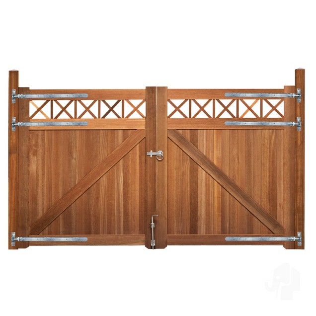 Bangkirai tuinpoort "Belmonte" (dubbel) 40x3000x1800mm met trellis / incl. beslag bc ~