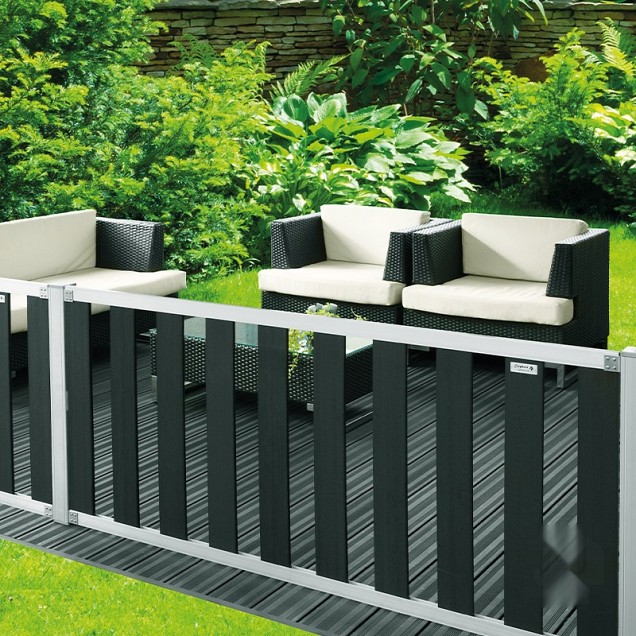 WPC-antraciet FSC tuinhek "Design" 10L 14mm 17x1800x800mm RVS bc ~