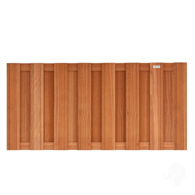 Kempas FSC tuinscherm recht 15L 13mm 39x1800x900mm V-groef / RVS bc > ~