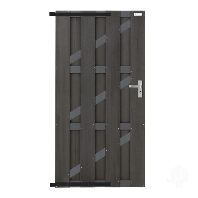 WPC-antraciet FSC tuindeur "Basic" recht met alu- antra liggers 29x900x1800mm incl. beslag bc ~