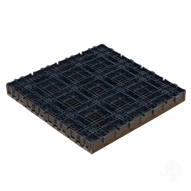 WPC-grijs FSC tuintegel 4L 11mm click 24x300x300mm groef 4st/set RVS bc ~