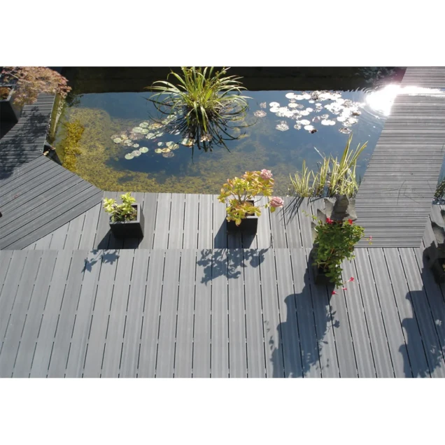 WPC-antraciet FSC decking clip 21x145x2250mm semi-ribbel/glad 4st/s ~