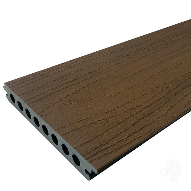 Elephant vlonderplank "Naadloos" houtcomposiet FSC 21x140x4000mm co-ex Natural dark brown houtnerf ~
