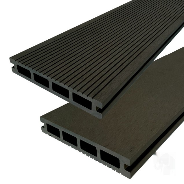 DuoWood vlonderplank Bfl houtcomposiet FSC 25x160x4000mm kleur Antraciet ribbel profiel /vlak ~