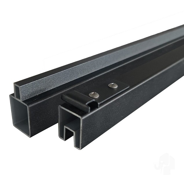 Elephant onder- en bovenregel M&M/ModRh aluminium 20x25x1800mm (2 stuks) zwart incl tie-clips ~