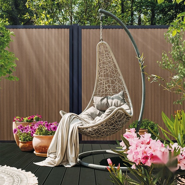 Elephant schutting Stripes houtcomposiet 180x180 cm Oak and Black ~