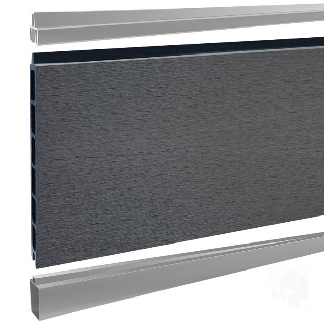 Elephant schutting Modular Evo houtcomposiet 180x180 cm Rock Grey, alu profielen ~