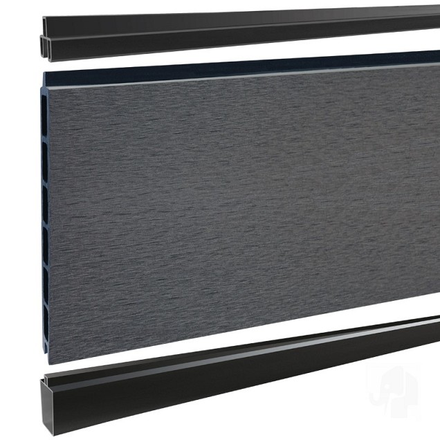 Elephant schutting Modular Evo houtcomposiet 180x180 cm Rock Grey, antraciet profielen ~
