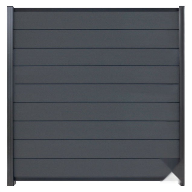 Elephant schutting Modular Evo houtcomposiet 180x200 cm Rock Grey, antraciet profielen ~