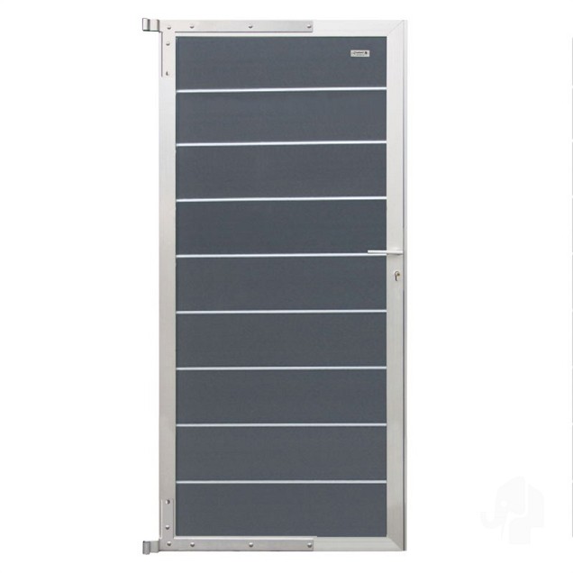 Elephant tuindeur Modular Evo houtcomposiet 90x195 cm Rock Grey, alu beslag ~