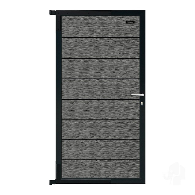 Elephant tuindeur Modular Evo houtcomposiet 180x90 cm Rock Grey, antraciet beslag ~