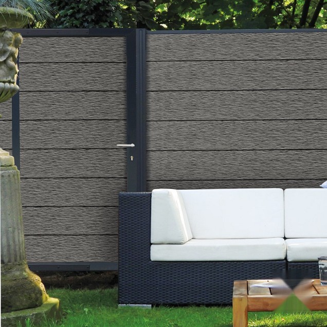 Elephant tuindeur Modular Evo houtcomposiet 180x90 cm Rock Grey, antraciet beslag ~