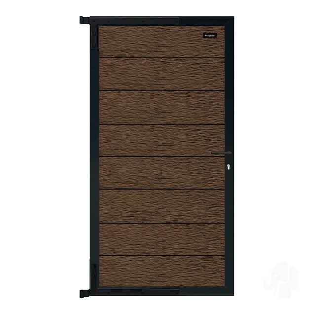 Elephant tuindeur Modular Evo houtcomposiet 180x90 cm Dark Brown, antraciet beslag ~