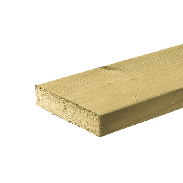 Vuren  balk geschaafd, geïmpregneerd  4,5x14,5x300~