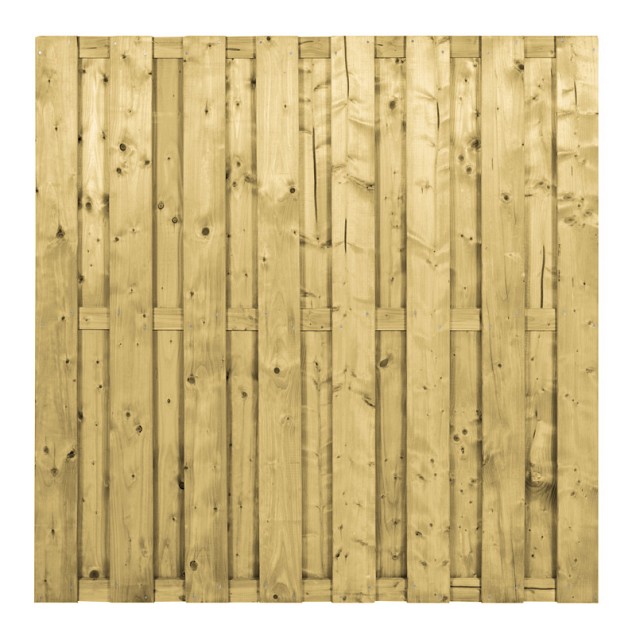 Vuren Scherm 180x180 15 plank RVS geschaafd roefd~