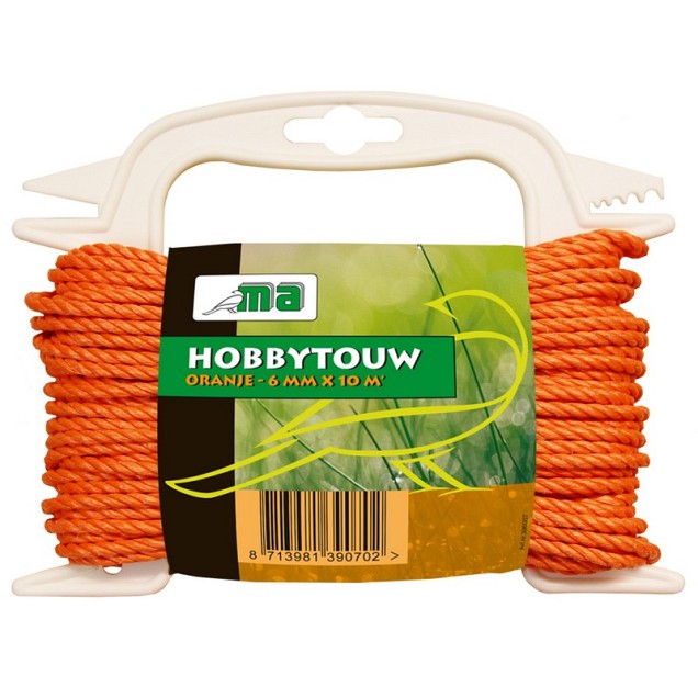 Hobbytouw oranje 6 mm x 10 mtr ~