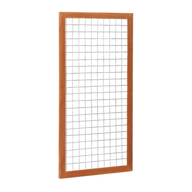 Hardhouten betonijzertrellis met maas 7,5x7,5 cm. in raamwerk 4,5x7,0 cm. 90x180 cm. ~