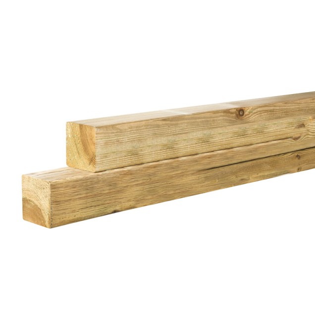 Grenen geschaafde paal 8,8x8,8x300 cm. zonder diamantkop, groen geïmpregneerd. ~
