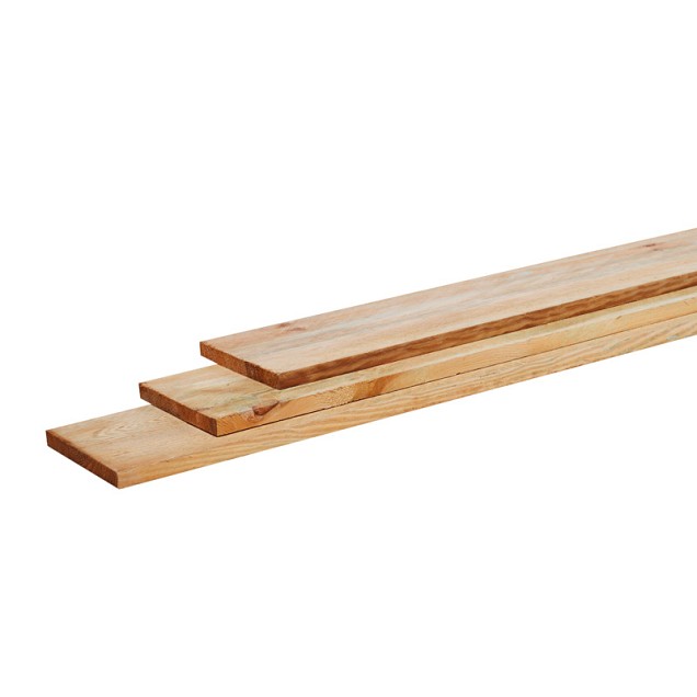 Grenen geschaafde plank 1,5x14x500 cm. groen geïmpregneerd. ~