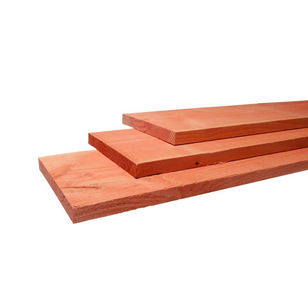 Douglas fijnbezaagde plank 2,5x25x400 cm. groen geïmpregneerd. ~