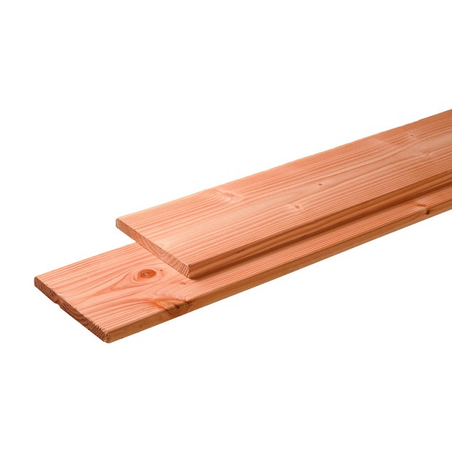 Douglas plank 1 zijde geschaafd, 1 zijde fijnbezaagd 2,8x19,5x400 cm. onbehandeld. ~