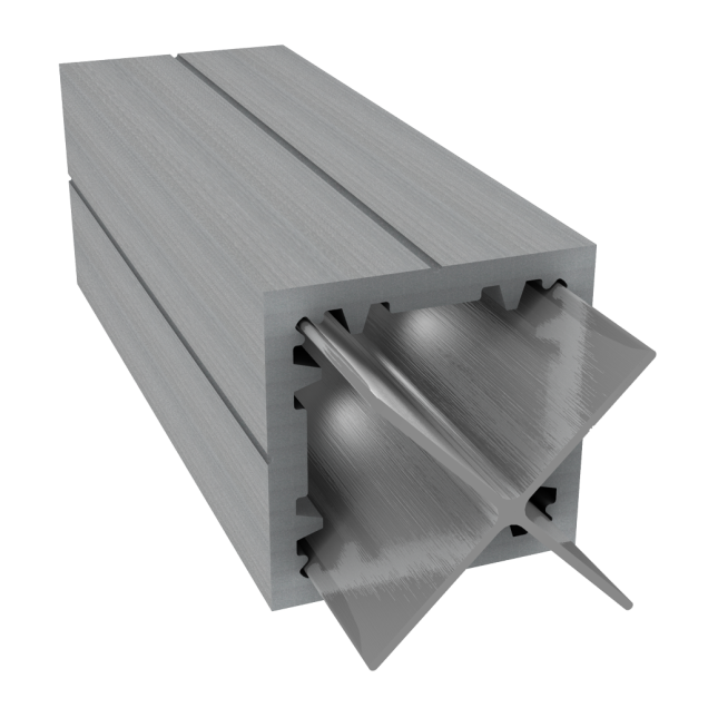 Dual Straight composietpaal 270x9x9 cm Stone Grey ~