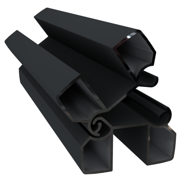 Dual Straight aluminium scharnierpaal kit 300x8,2x8,2 cm Graphite Black ~