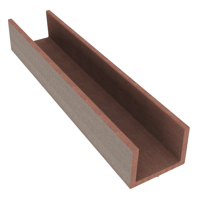 Dual Straight U profiel tbv betonplaat 182x4,2x3,5 cm Tropical Brown ~