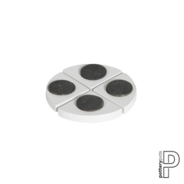 Pottery Pots bloempotdragers potvoetjes set van 4 glossy wit 10x10 cm ~