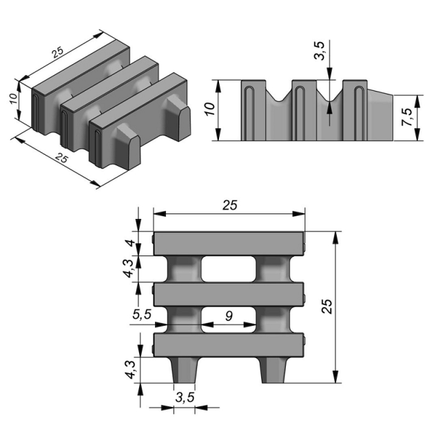 Grasslines Small Grastegel 25x25x10 Carbon Intense ~