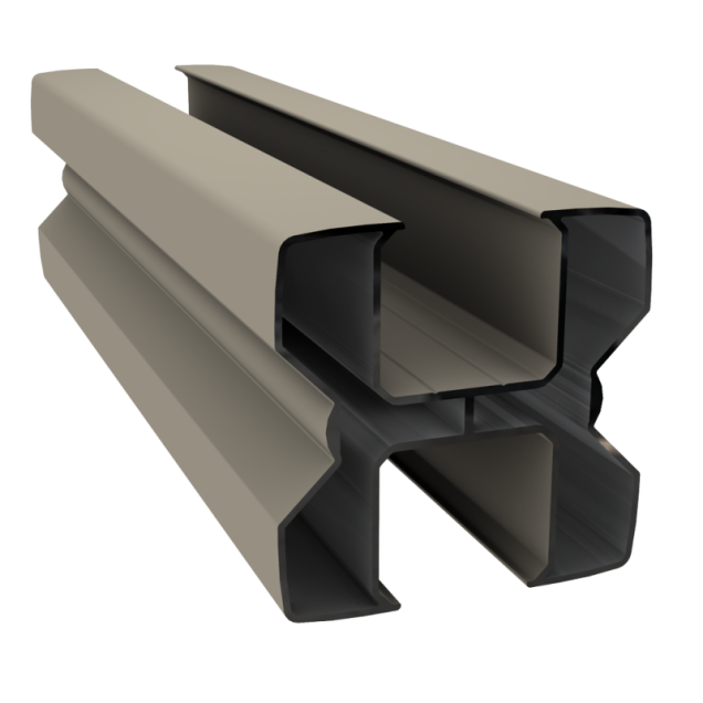 Dual Straight aluminiumpaal 300x8,2x8,2 cm Stone Grey ~