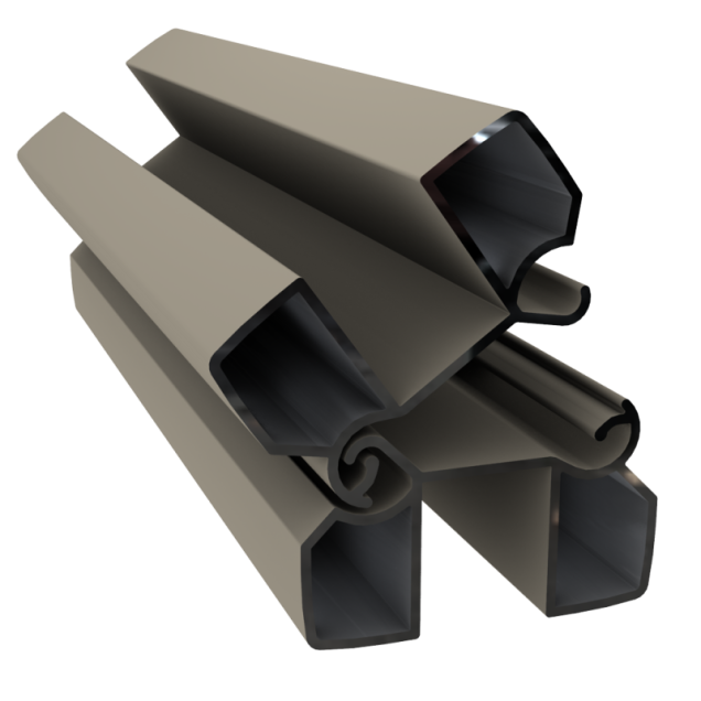 Dual Straight aluminium scharnierpaal kit 300x8,2x8,2 cm Stone Grey ~