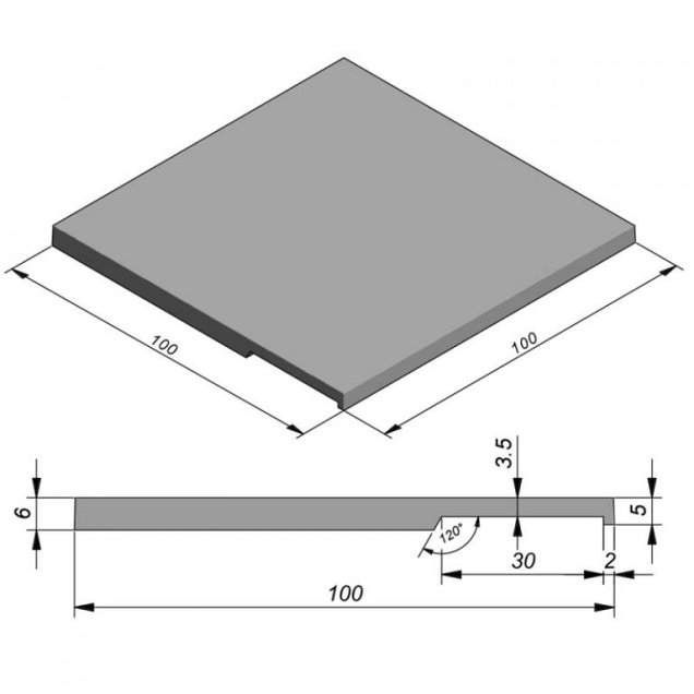 Zwembadrand Air Grey Soft 100x100x5/6 cm. ~