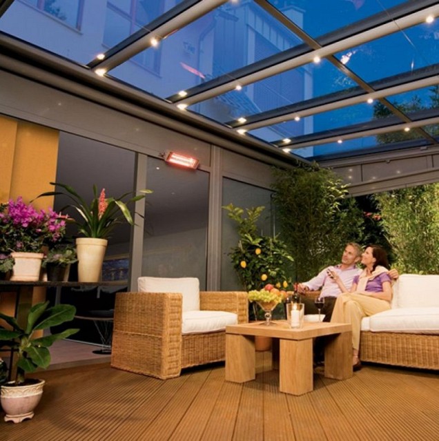 LED 12 st veranda inbouwspot Valencia, warm wit incl.: afstandsbediening, trafo en bekabeling~