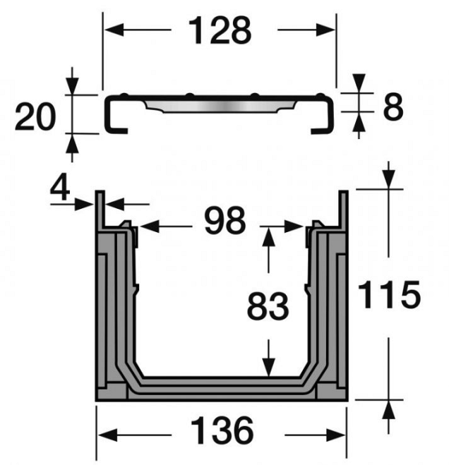 Connecto 100 met RVS sleufrooster klasse A15 - CAN10API ~
