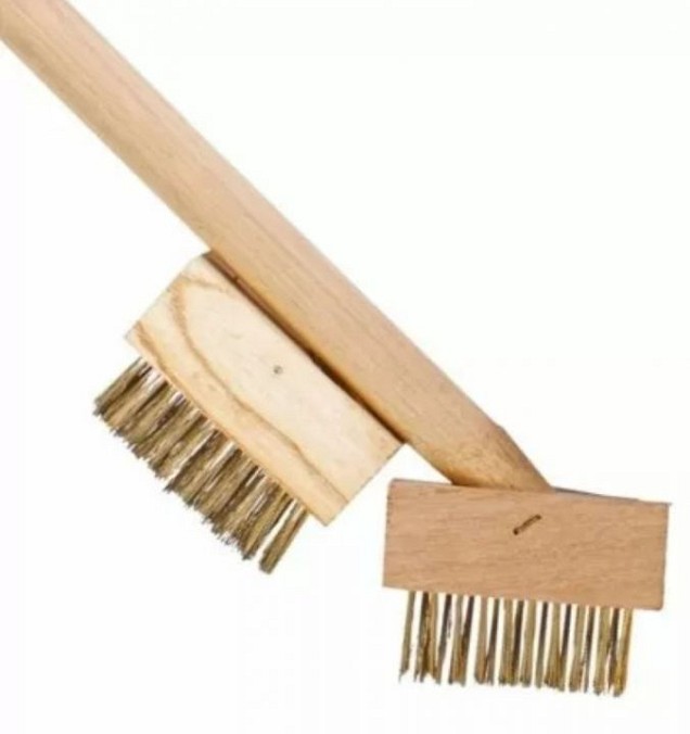 Onkruidborstel met steel en reserveborstel ~