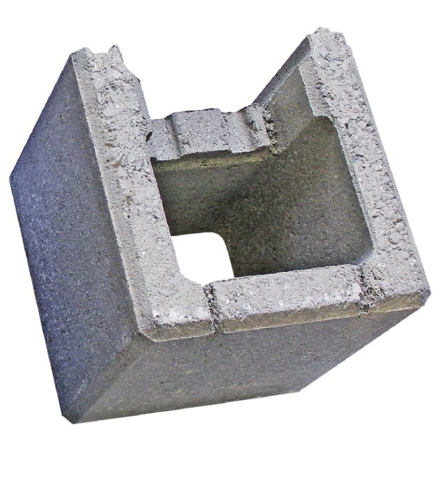 Holblok beton Eindsteen (hoek klein) LxBxH 24x24x20 cm. ~