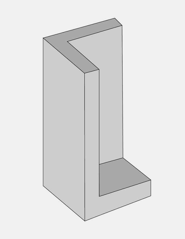 L-hoekelement W grijs ongewapend (HxBxV) 60x40x40 cm. 90 gr. OP=OP ~