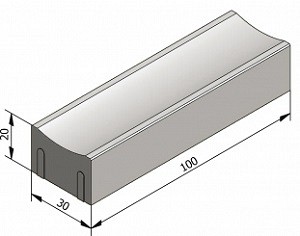 Straatgoot 100x20x30cm (Ii E2) Grijs~