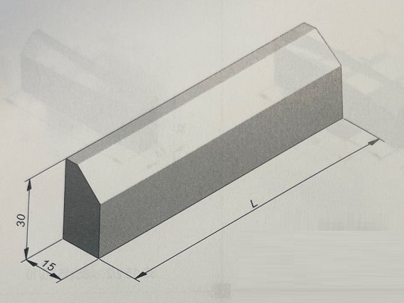 Opsluitband met schuine zijde grijs 100x30x15 cm. 10/10 ~