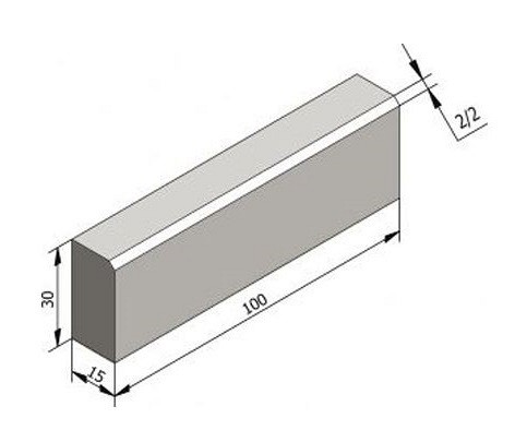 Opsluitband met schuine zijde grijs 100x30x15 cm. 2/2 type Ic2 ~