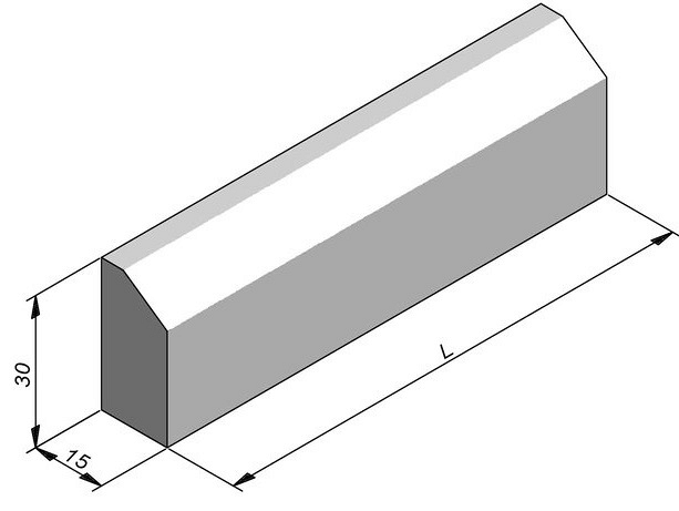 Opsluitband met schuine zijde grijs 100x30x15 cm. 7/10 ~