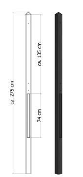 Lichtgewicht betonpaal diamantkop ongecoat 8,5x8,5x280 cm. eindpaal antraciet ~
