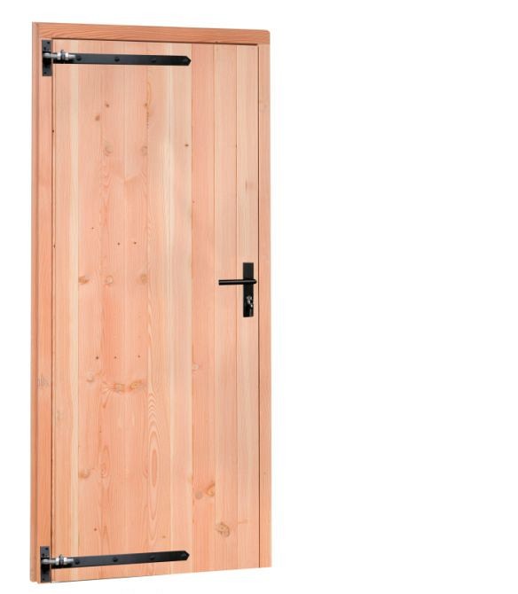 Douglas enkele dichte deur met zwart beslag inclusief kozijn, rechtsdraaiend, 90x201 cm, onbehandeld ~