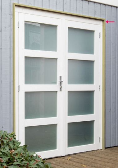 Vuren stelkozijn universeel t.b.v. enkele of dubbele deur, groen geïmpregneerd. ~