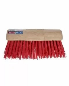 Bezem halfrond kunststof rood los 31 cm ~