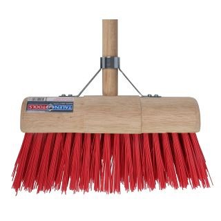 Bezem halfrond kunststof rood compleet 31 cm ~